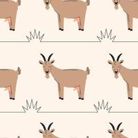 Seamless pattern with cute goats. Background with farm animals. Wallpaper, packaging. Flat vector illustration