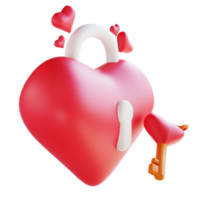 cadeado de amor de ilustração 3d adequado para dia dos namorados png