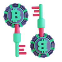 Chave de criptografia de bitcoin de ilustração 3d 6 adequada para criptomoeda png