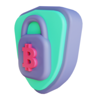 3d illustration bitcoin secure lock 4 adapté à la crypto-monnaie png