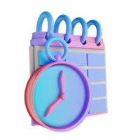 illustrazione 3d orologio e calendario colorati png