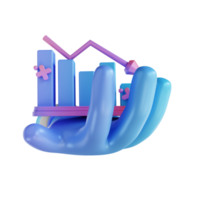 3D illustration colorful hand graph down png