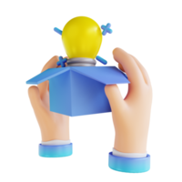 3d illustratiehand en krijg een verrassingsidee png