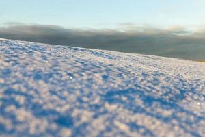 soft but frozen snow that fell during the snowfall photo