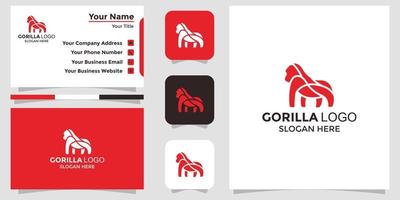 plantilla de diseño de logotipo de gorila minimalista vector