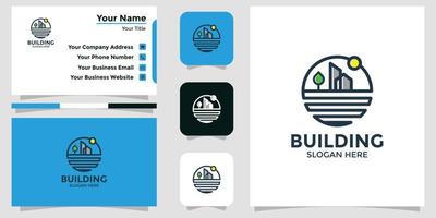 minimalist building logo design template vector