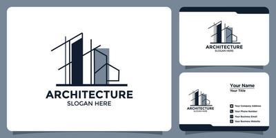 Building architecture logo design with abstract structure logo design and business card branding vector