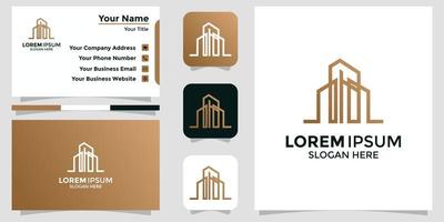 minimalist logo design building and branding card vector