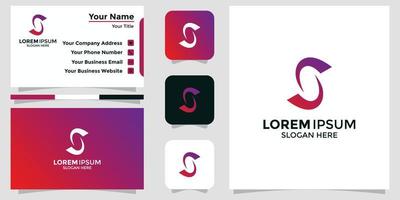 minimalist logo design letter S and branding card vector
