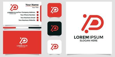 minimalist logo letter P  and branding card vector