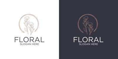 logotipo floral minimalista y tarjeta de marca vector