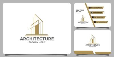 diseño de logotipo de arquitectura de construcción con diseño de logotipo de estructura abstracta y marca de tarjeta de visita vector