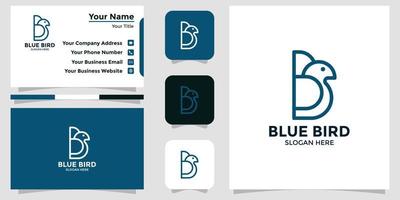 minimalist blue bird logo design template vector