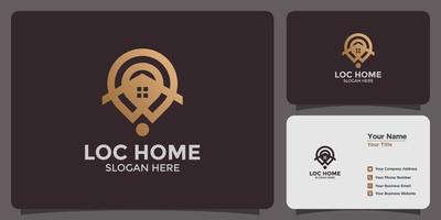 house combination location logo and branding card vector
