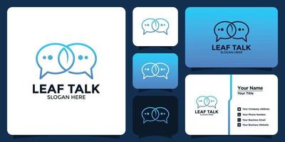 talk logo combination of leaves and branding card vector