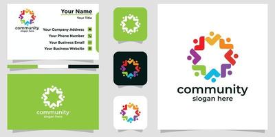 comunidad de diseño de logotipo moderno y tarjeta de marca vector