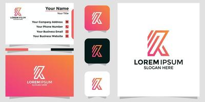 minimalist logo letter K and branding card vector