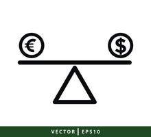 Seesaw dollar and love icon vector logo design template