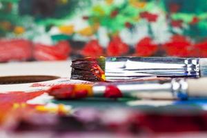 oil paints with brushes for creativity photo