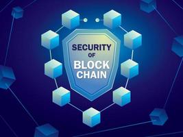 Blockchain technology is safe like a shield. Blockchain security graphic illustration vector. vector