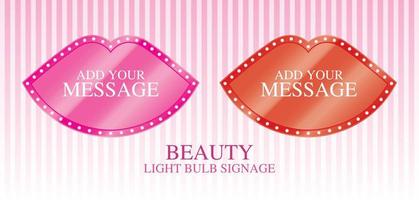 lips shape light bulb sign graphic vector for adding your text