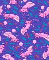 Seamless pattern with axolotl. Vector graphics.