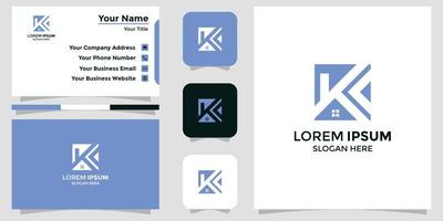 logotipo de bienes raíces y tarjeta de marca de combinación k moderna vector