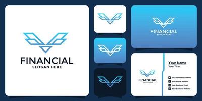 logotipo de diseño financiero con tarjeta de visita