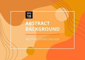 Autumn abstract background with fluid shapes and hand draw line in orange colors. Modern design template with space for text. Minimal stylish cover for branding design. Vector illustration