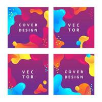 Set of square cover templates with fluid shapes in gradient pink colors. Abstract geometric backgrounds with liquid vibrant gradient shapes. Trendy futuristic design. Vector illustration