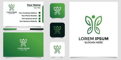 Minimalist nature butterfly logo and branding card vector