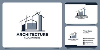 diseño de logotipo de arquitectura de construcción con diseño de logotipo de estructura abstracta y marca de tarjeta de visita vector