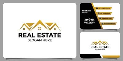 logotipo de diseño de vivienda con tarjeta de visita vector