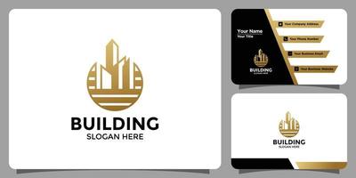 Building architecture logo design with abstract structure logo design and business card branding vector