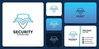 logotipo de tecnología de seguridad y tarjeta de marca vector