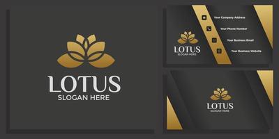 luxury lotus flower logo with business card vector