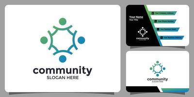 logotipo de diseño comunitario con tarjeta de visita vector