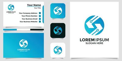 minimalist logo design For technology and branding cards vector