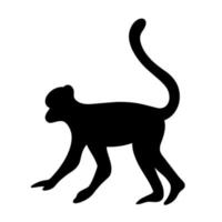 icono de vector de silueta de mono. chimpancé animal salvaje, macaco, capuchino, babuino. boceto de bestia africana aislado sobre fondo blanco. símbolo del zodiaco chino, destreza, viruela del mono, truco