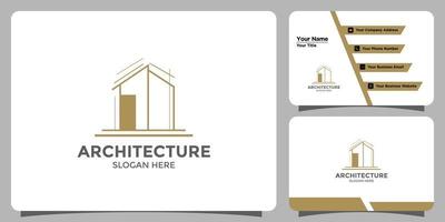 Building architecture logo design with abstract structure logo design and business card branding vector