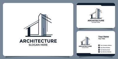 diseño de logotipo de arquitectura de construcción con diseño de logotipo de estructura abstracta y marca de tarjeta de visita vector