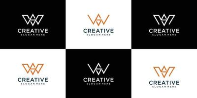 elegantes colecciones de diseño de logotipos de letras ws vector