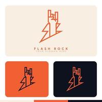 simple minimalist hand metal sign flash storm logo design vector