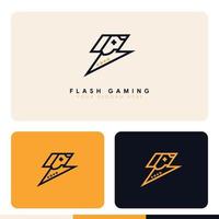 simple minimalist gamepad joystick flash storm logo design vector