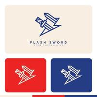 simple minimalist sword flash storm logo design vector
