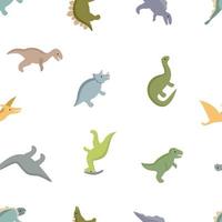 Pattern of Jurassic ancient dinosaurs, prehistoric dino animals background for kids. Collection of dragons for children. Vector illustration