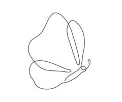 Butterfly fly, one single continuous line drawing. Simple abstract outline beautiful butterfly. Vector illustration