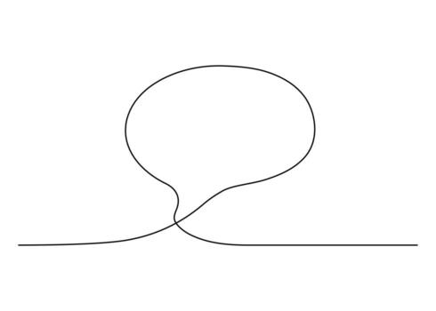 Speech bubble outline, chat, continuous one line drawing. Graphics minimalist linear frame box for text. Balloon for talk. Single line vector illustration