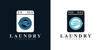 Laundry icon logo design for washing with creative concept Premium Vector