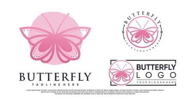 conjunto de diseño de logotipo de mariposa para belleza con vector premium de concepto moderno